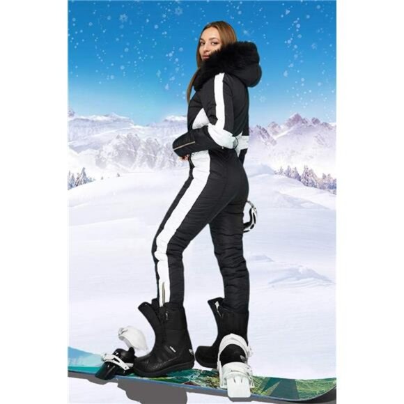 Womens Winter Onesie Ski Jumpsuits Outdoor Sports Waterproof Snowsuit - Picture 6 of 7